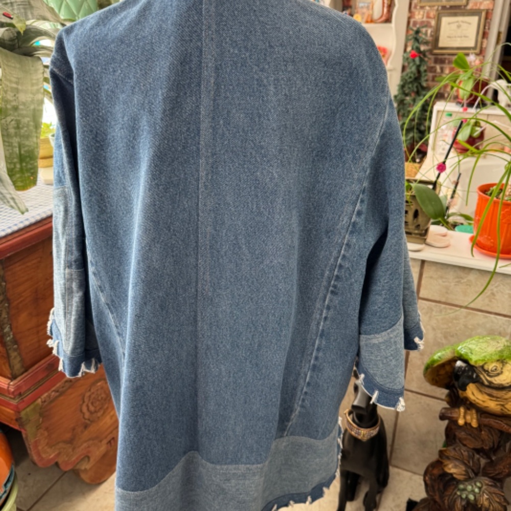 Custom Cotton Denim Jean Long Sleeve Button Down Jacket Sz OS - Picture 10 of 11
